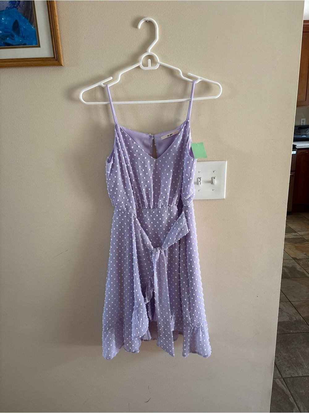 Lavender Polka Dot Spaghetti Strap Dress